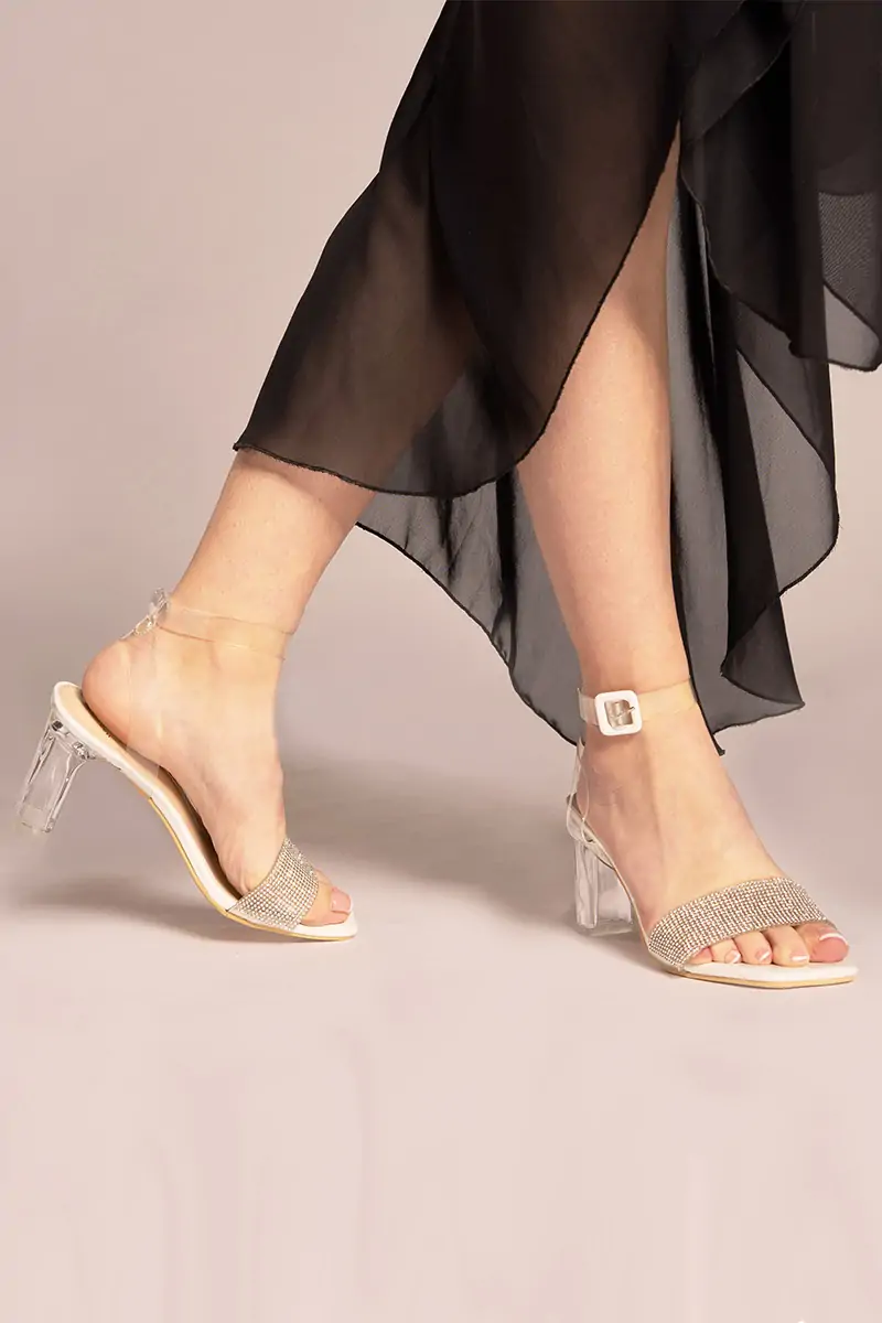 Sandalías de tacón con tiras vinil brillante-ST01-03-06